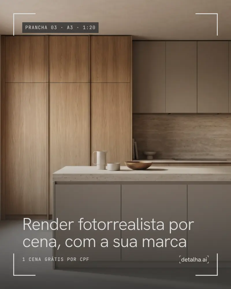 Post de render fotorrealista do Detalha.ai